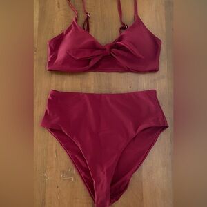 Elegant Burgundy Women's Swimwear Set